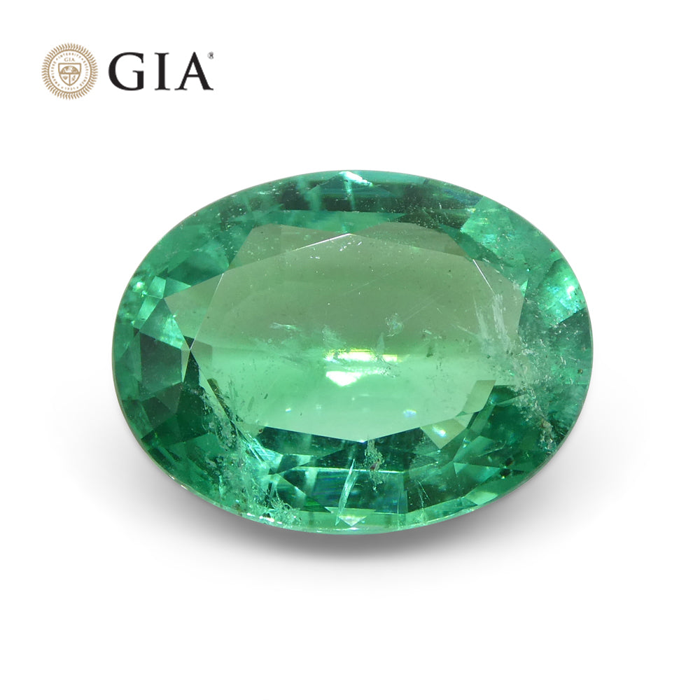 4.56ct Oval Green Emerald GIA Certified Zambia F1/Minor - Skyjems Wholesale Gemstones