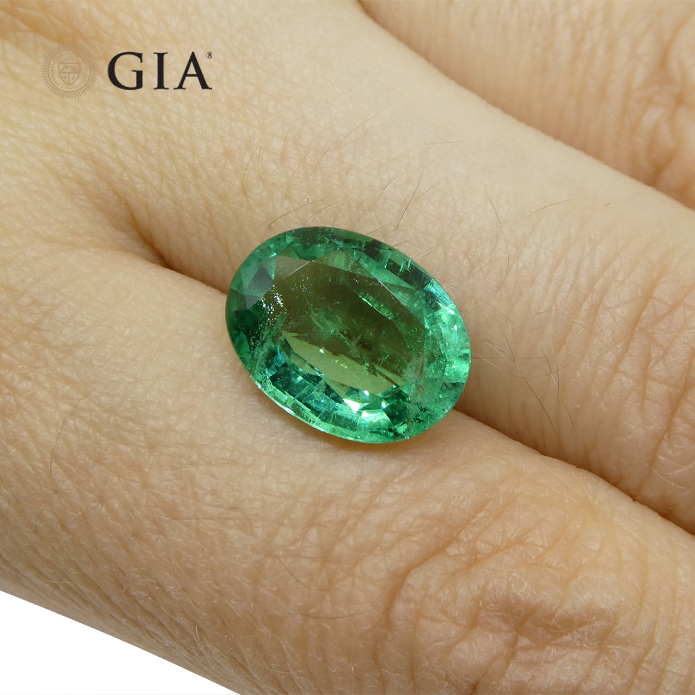 4.56ct Oval Green Emerald GIA Certified Zambia F1/Minor - Skyjems Wholesale Gemstones