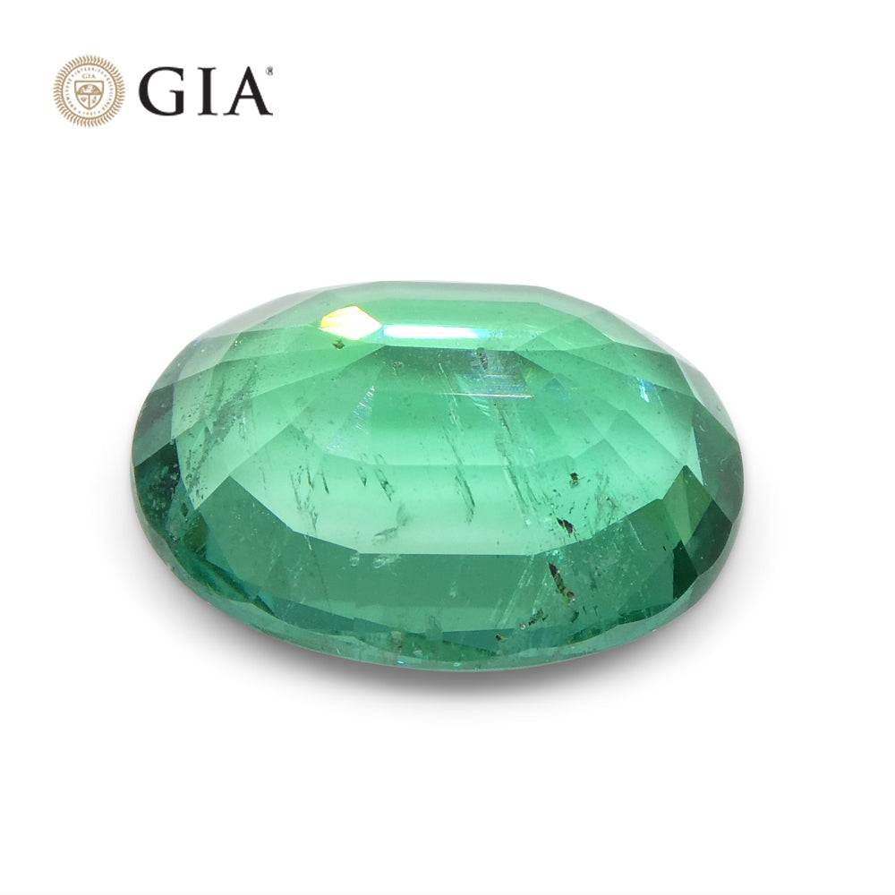 4.56ct Oval Green Emerald GIA Certified Zambia F1/Minor - Skyjems Wholesale Gemstones