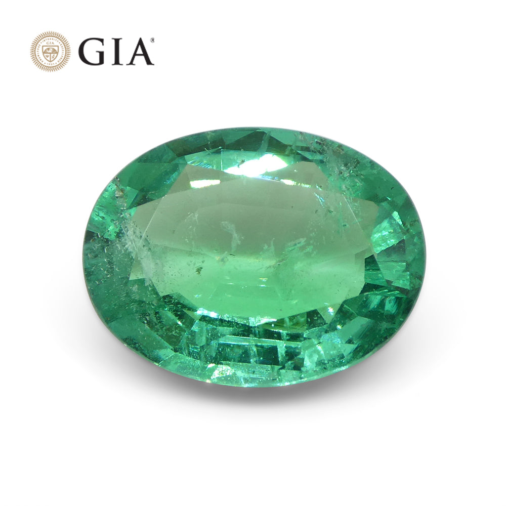 4.56ct Oval Green Emerald GIA Certified Zambia F1/Minor - Skyjems Wholesale Gemstones