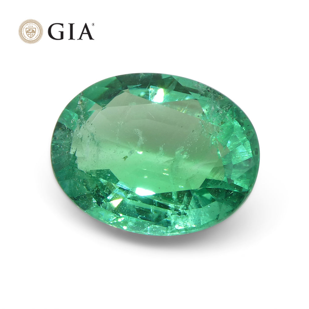 4.56ct Oval Green Emerald GIA Certified Zambia F1/Minor - Skyjems Wholesale Gemstones