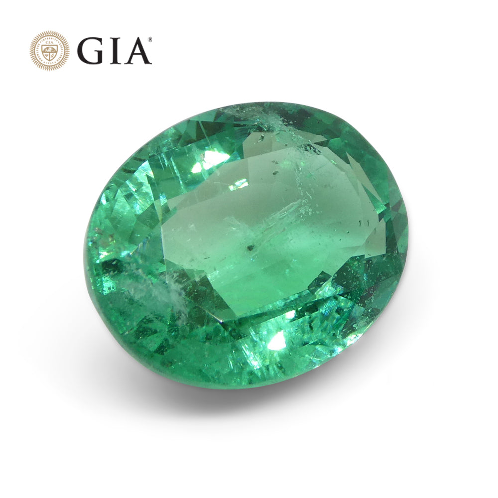 4.56ct Oval Green Emerald GIA Certified Zambia F1/Minor - Skyjems Wholesale Gemstones