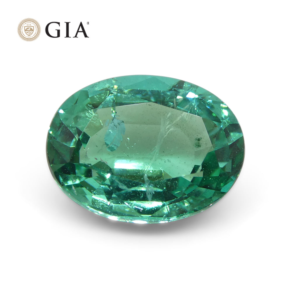 2.6ct Oval Green Emerald GIA Certified Zambia - Skyjems Wholesale Gemstones