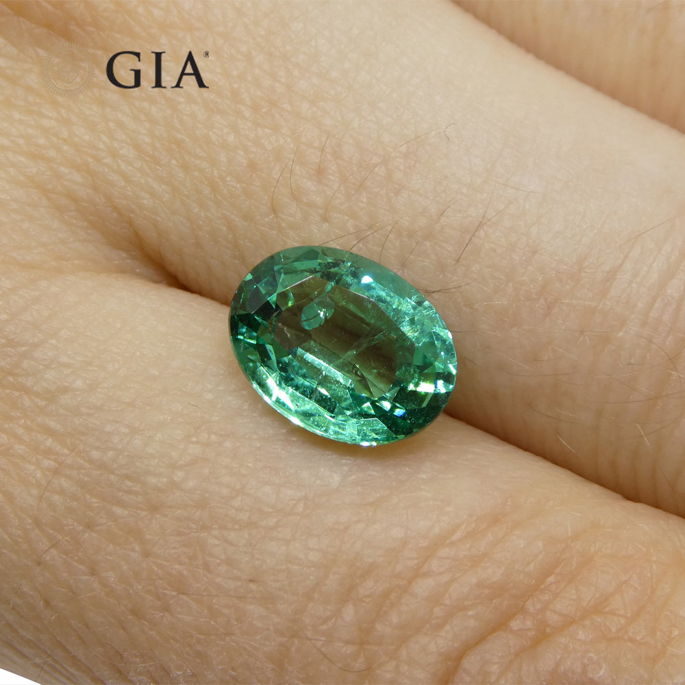 2.6ct Oval Green Emerald GIA Certified Zambia - Skyjems Wholesale Gemstones