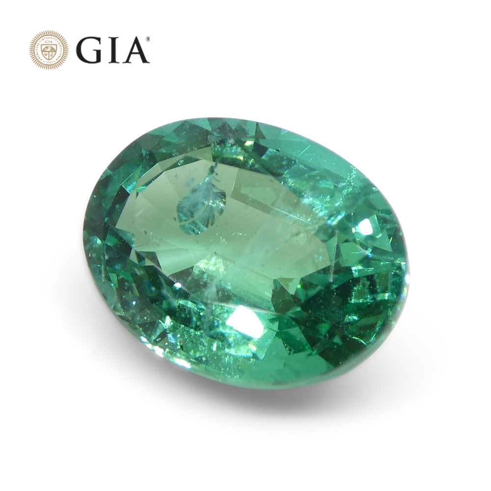 2.6ct Oval Green Emerald GIA Certified Zambia - Skyjems Wholesale Gemstones