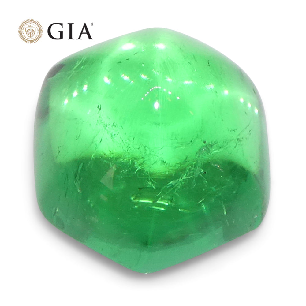 2.85ct Hexagonal Cabochon Green Emerald GIA Certified Colombia - Skyjems Wholesale Gemstones