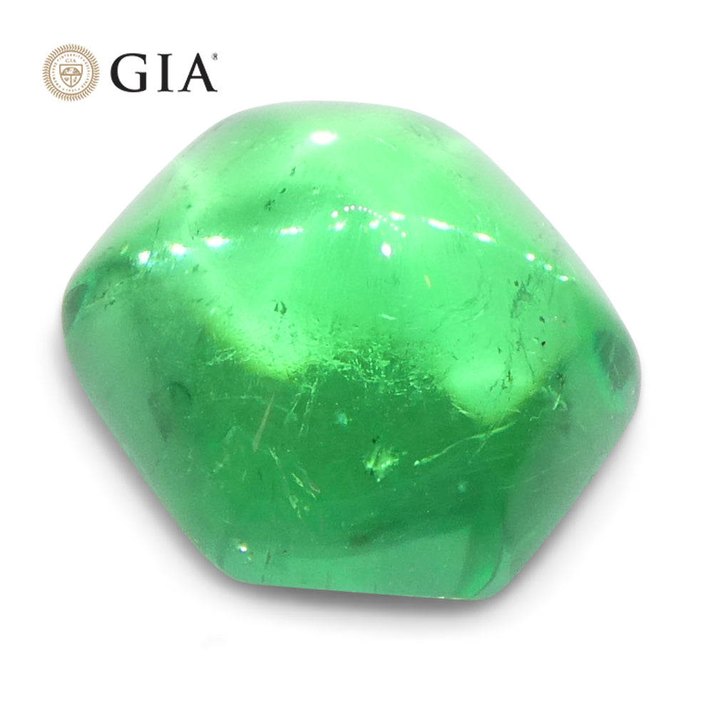 2.85ct Hexagonal Cabochon Green Emerald GIA Certified Colombia - Skyjems Wholesale Gemstones