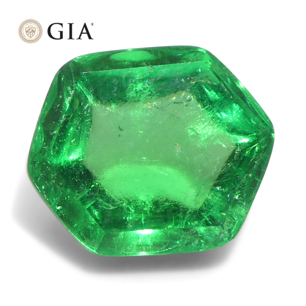 2.85ct Hexagonal Cabochon Green Emerald GIA Certified Colombia - Skyjems Wholesale Gemstones