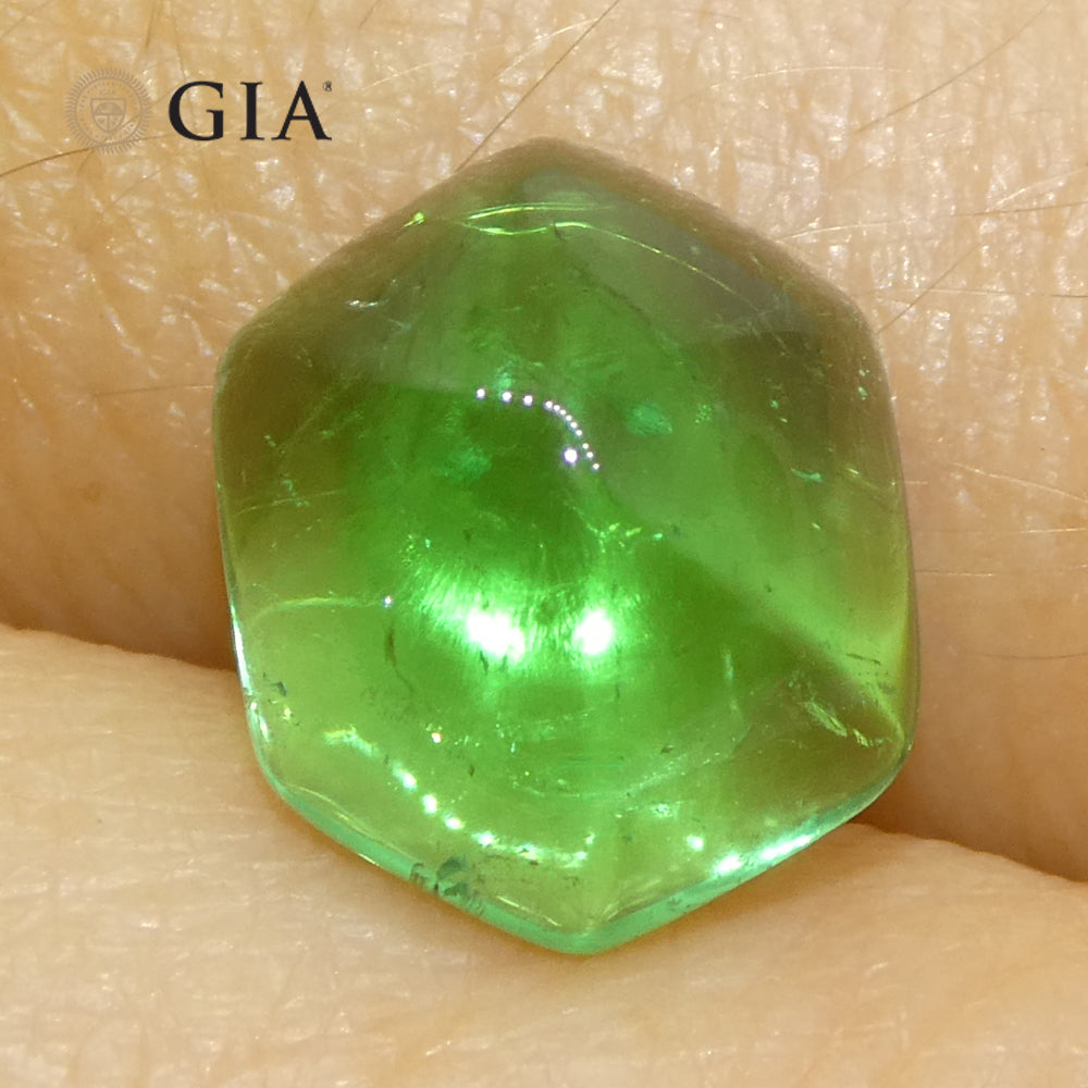 2.85ct Hexagonal Cabochon Green Emerald GIA Certified Colombia - Skyjems Wholesale Gemstones