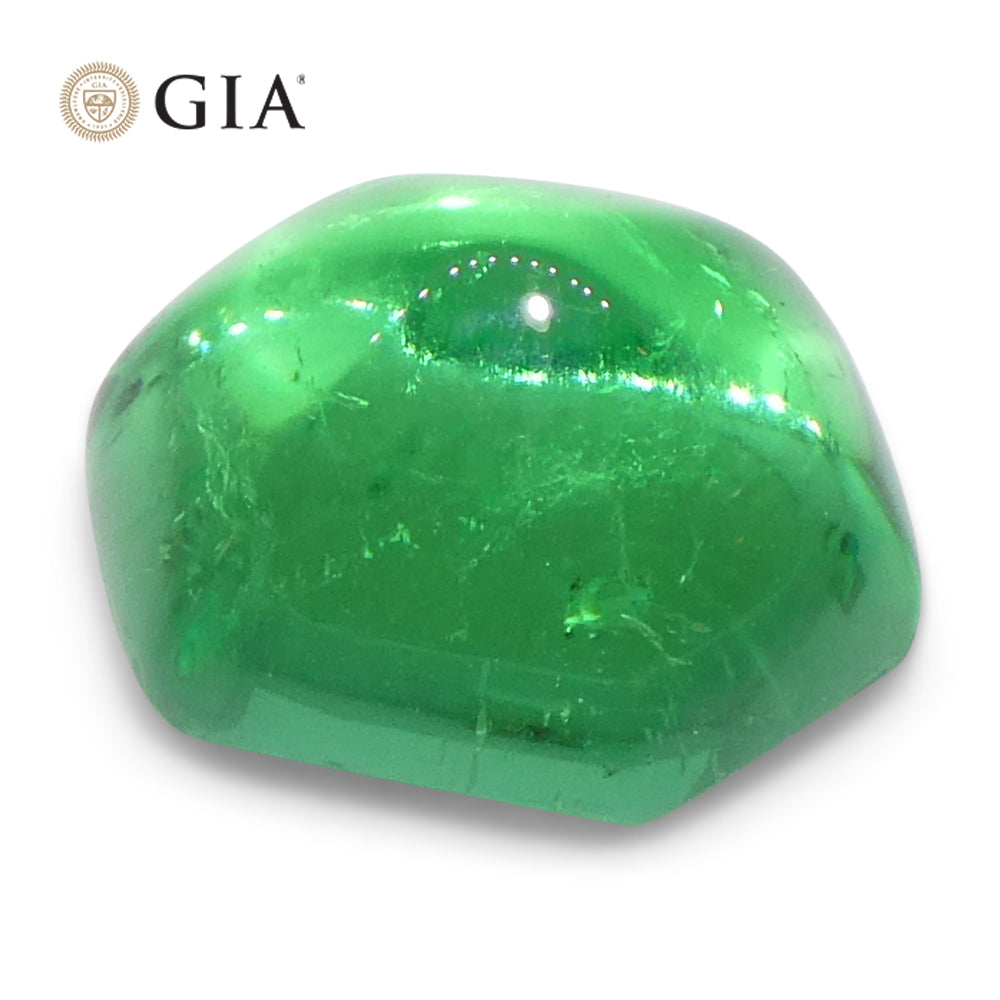 2.85ct Hexagonal Cabochon Green Emerald GIA Certified Colombia - Skyjems Wholesale Gemstones
