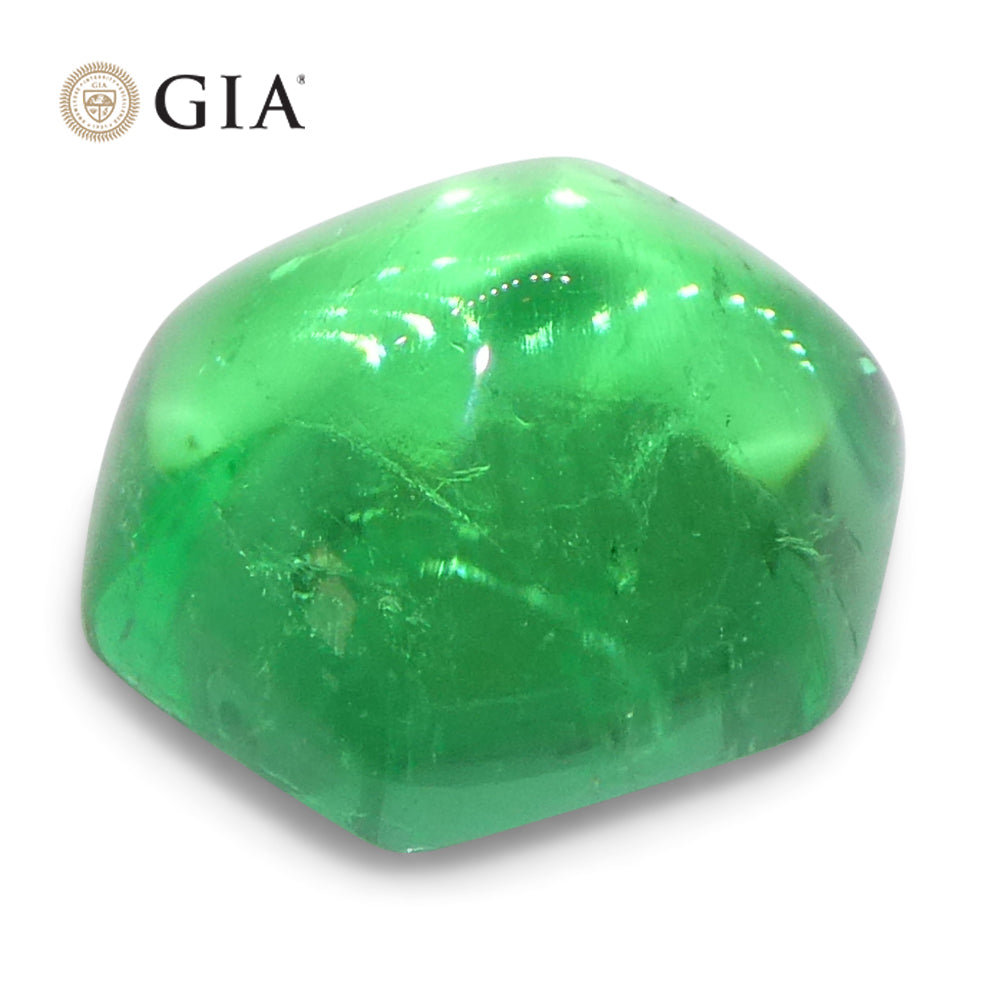 2.85ct Hexagonal Cabochon Green Emerald GIA Certified Colombia - Skyjems Wholesale Gemstones