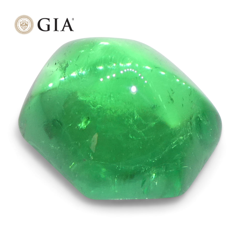 2.85ct Hexagonal Cabochon Green Emerald GIA Certified Colombia - Skyjems Wholesale Gemstones