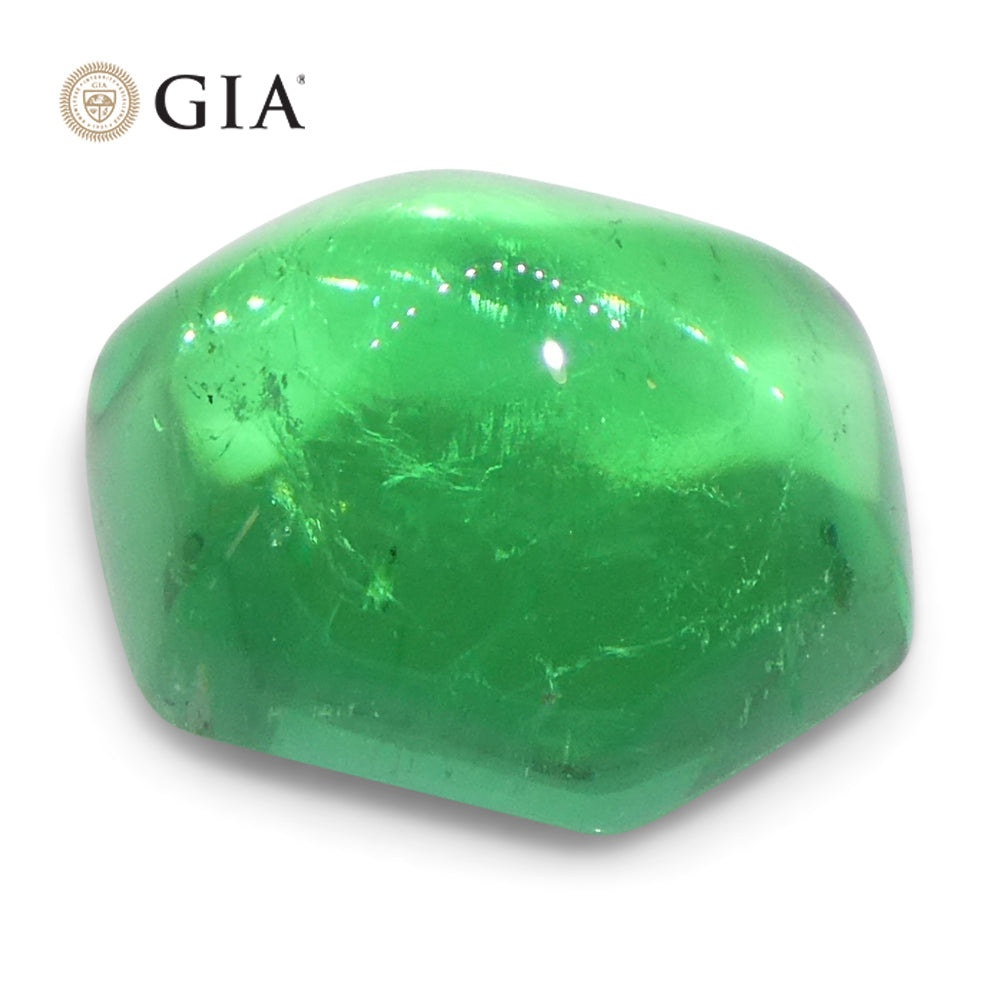 2.85ct Hexagonal Cabochon Green Emerald GIA Certified Colombia - Skyjems Wholesale Gemstones