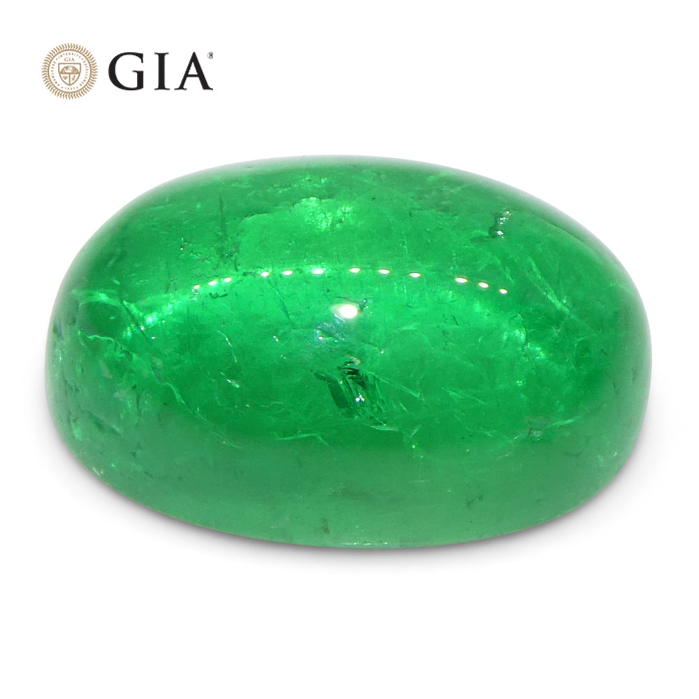 7.54ct Oval Cabochon Green Emerald GIA Certified Colombia - Skyjems Wholesale Gemstones