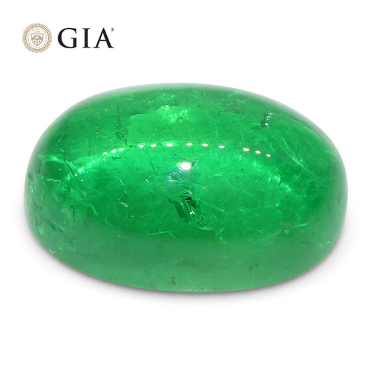 7.54ct Oval Cabochon Green Emerald GIA Certified Colombia - Skyjems Wholesale Gemstones