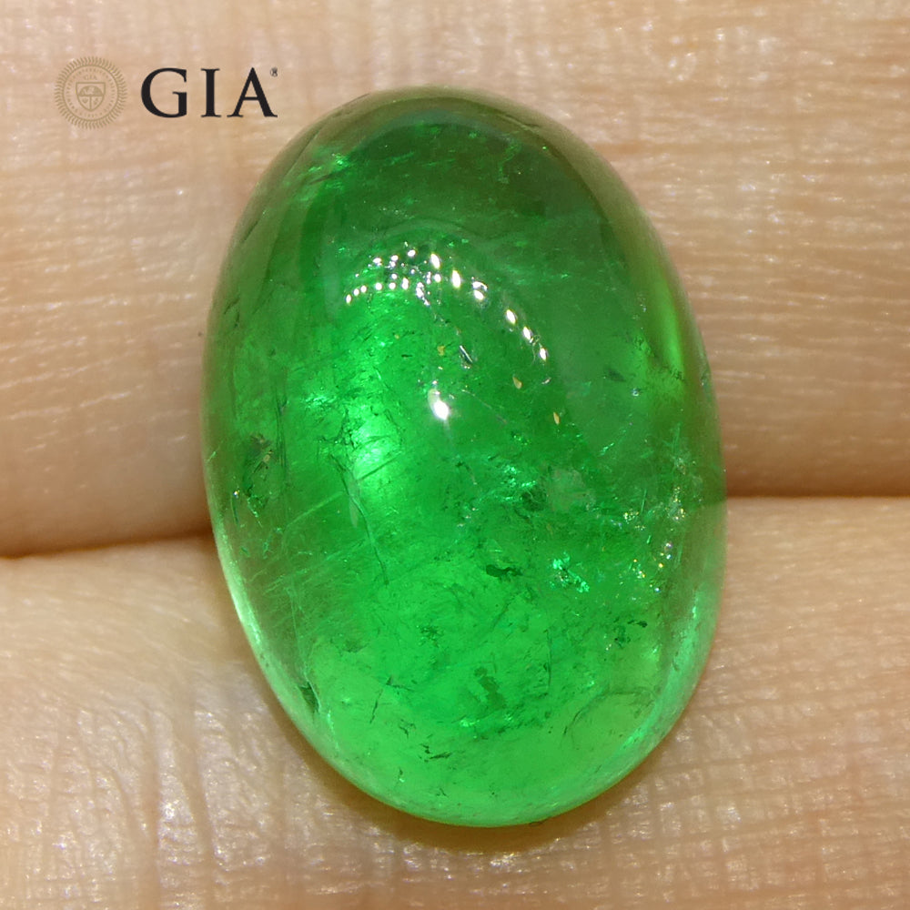 7.54ct Oval Cabochon Green Emerald GIA Certified Colombia - Skyjems Wholesale Gemstones