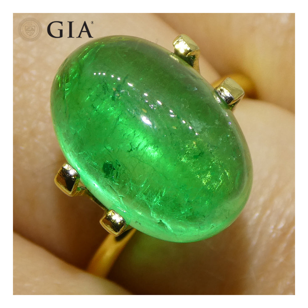 7.54ct Oval Cabochon Green Emerald GIA Certified Colombia - Skyjems Wholesale Gemstones
