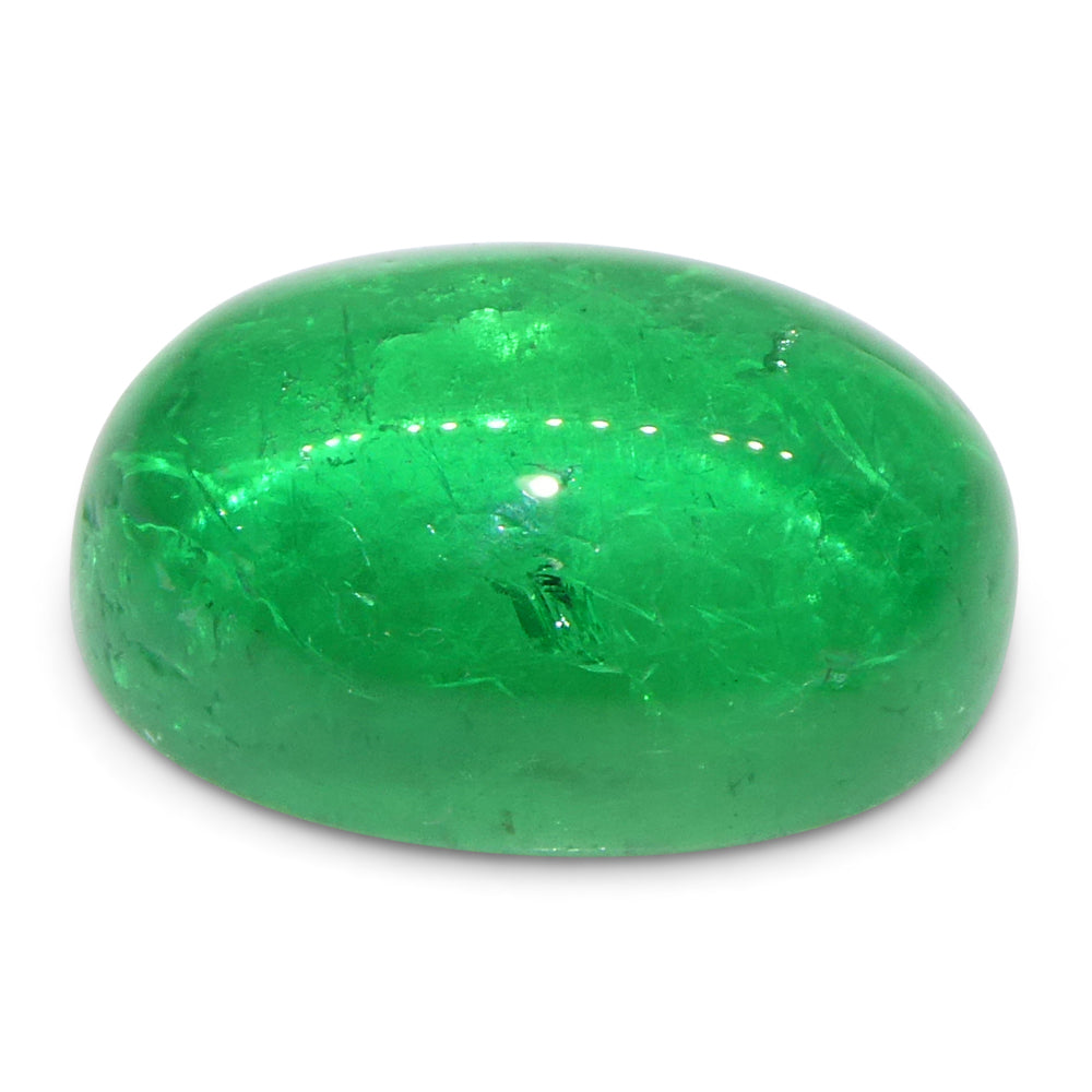 7.54ct Oval Cabochon Green Emerald GIA Certified Colombia