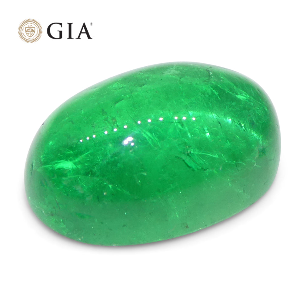 7.54ct Oval Cabochon Green Emerald GIA Certified Colombia - Skyjems Wholesale Gemstones
