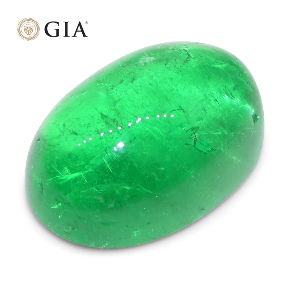 7.54ct Oval Cabochon Green Emerald GIA Certified Colombia - Skyjems Wholesale Gemstones