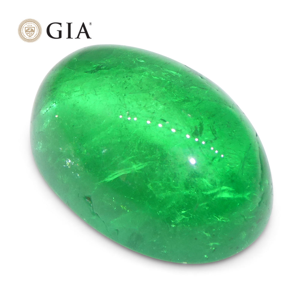 7.54ct Oval Cabochon Green Emerald GIA Certified Colombia - Skyjems Wholesale Gemstones