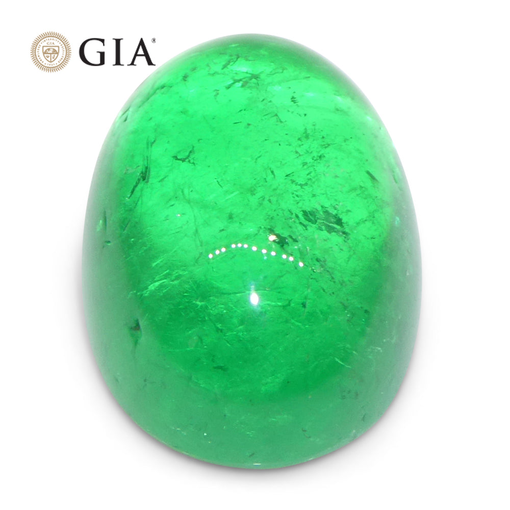 7.54ct Oval Cabochon Green Emerald GIA Certified Colombia - Skyjems Wholesale Gemstones