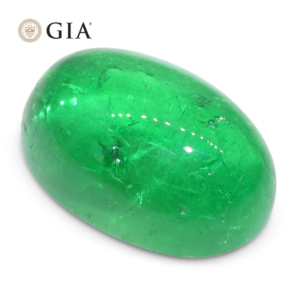 7.54ct Oval Cabochon Green Emerald GIA Certified Colombia - Skyjems Wholesale Gemstones