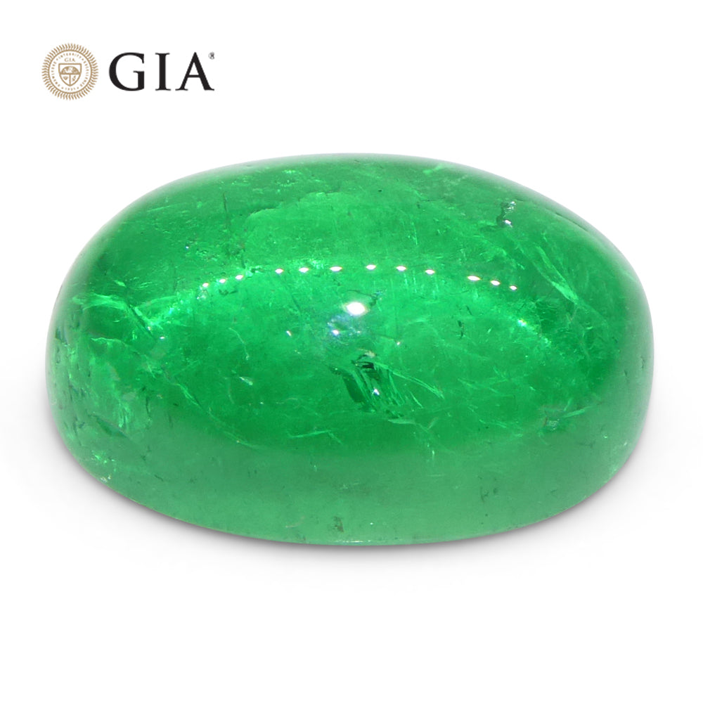 7.54ct Oval Cabochon Green Emerald GIA Certified Colombia - Skyjems Wholesale Gemstones