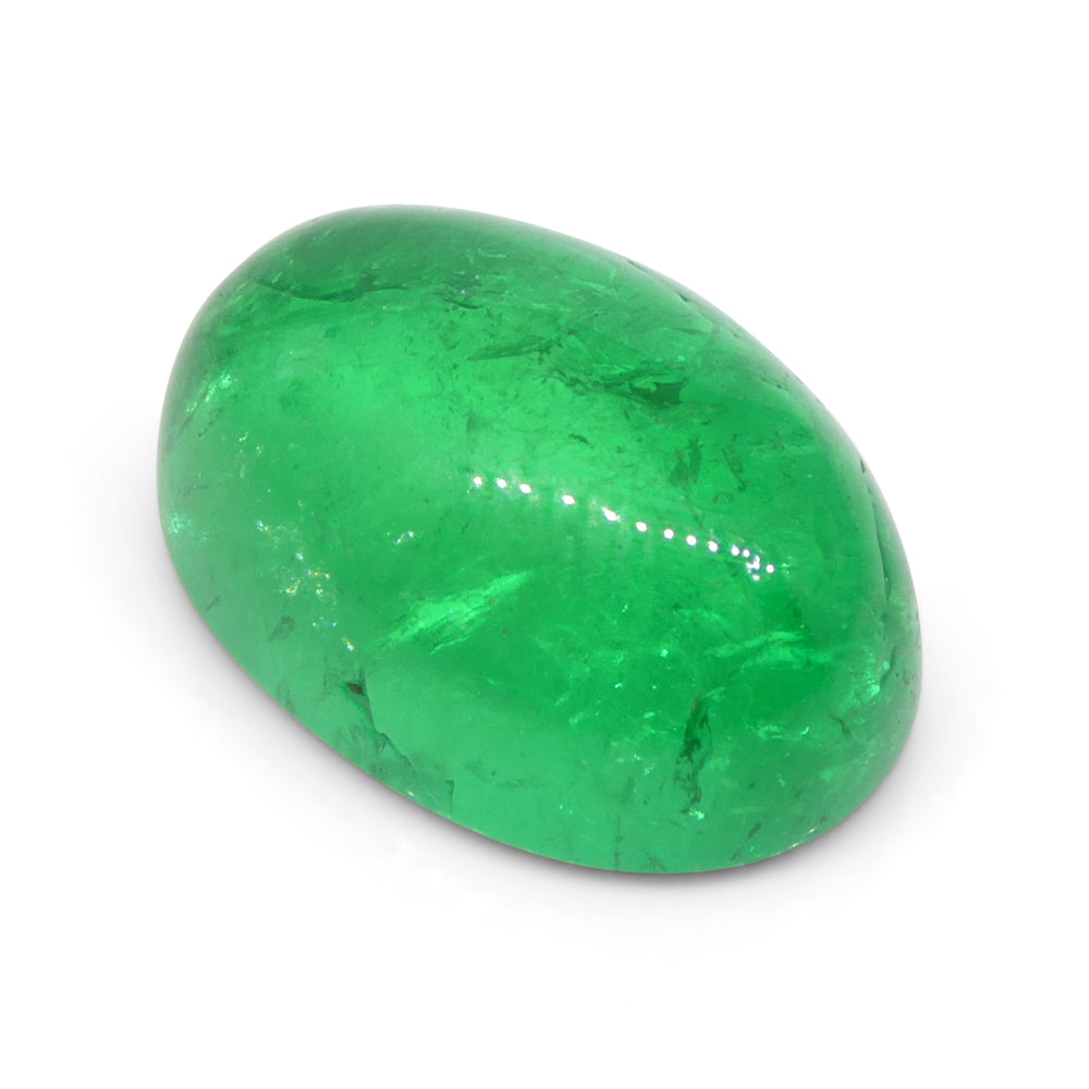 7.54ct Oval Cabochon Green Emerald GIA Certified Colombia - Skyjems Wholesale Gemstones