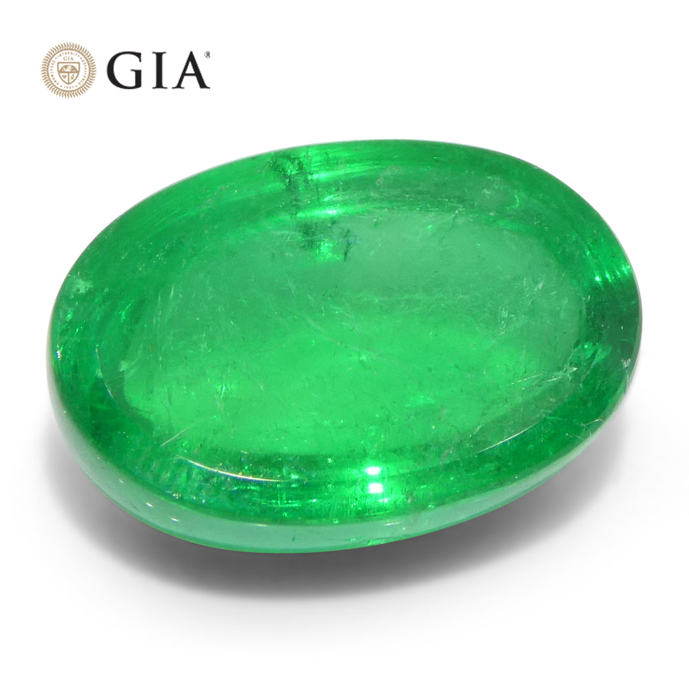 7.54ct Oval Cabochon Green Emerald GIA Certified Colombia - Skyjems Wholesale Gemstones