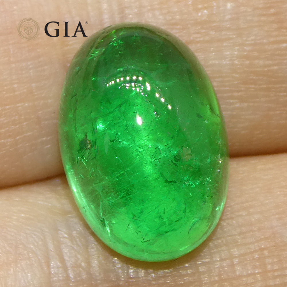 7.54ct Oval Cabochon Green Emerald GIA Certified Colombia - Skyjems Wholesale Gemstones