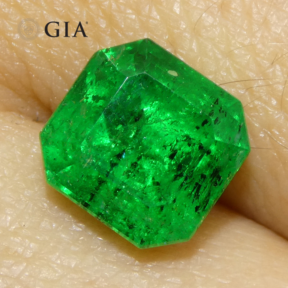 2.56ct Octagonal/Emerald Green Emerald GIA Certified Colombia - Skyjems Wholesale Gemstones