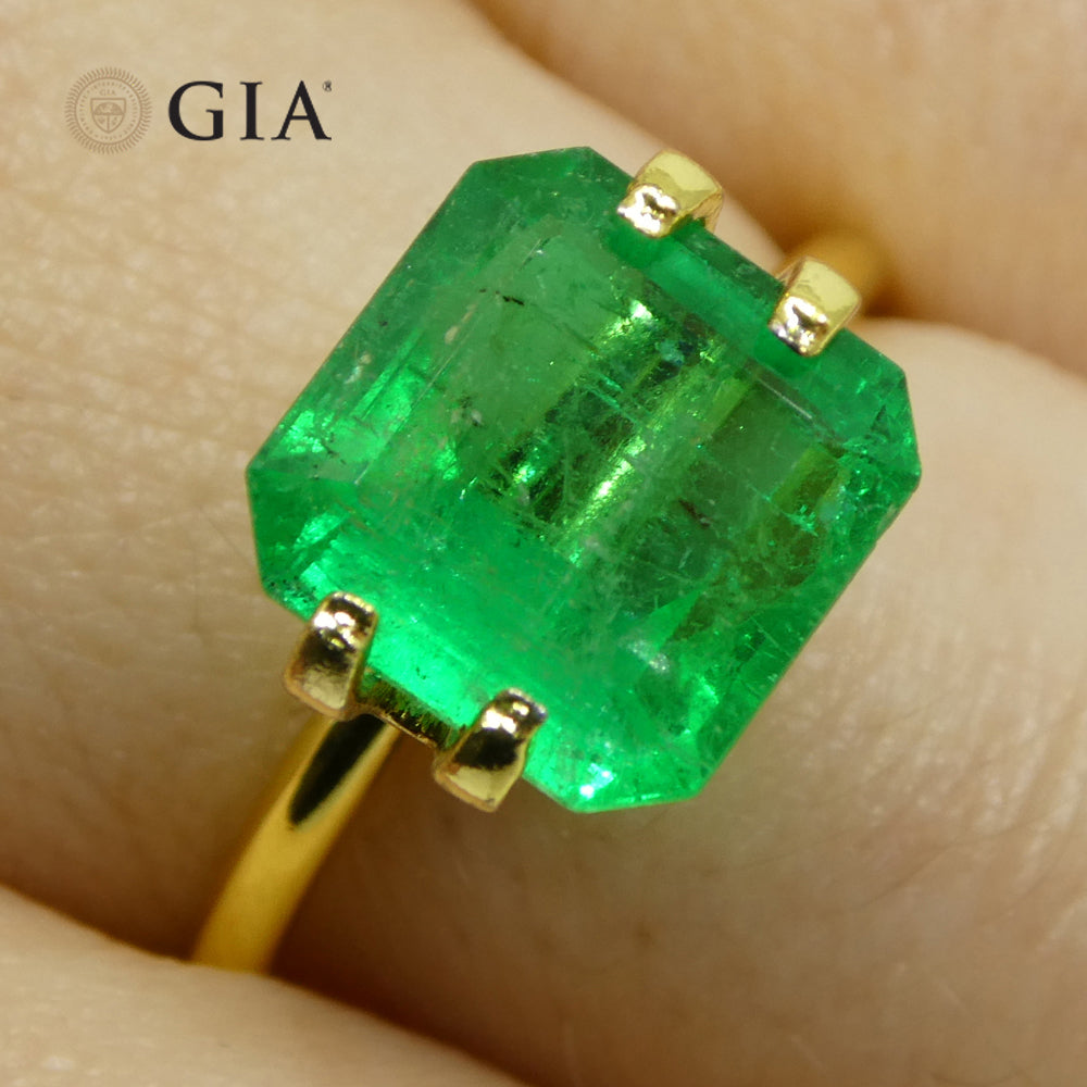 3.07ct Octagonal/Emerald Green Emerald GIA Certified Colombia - Skyjems Wholesale Gemstones