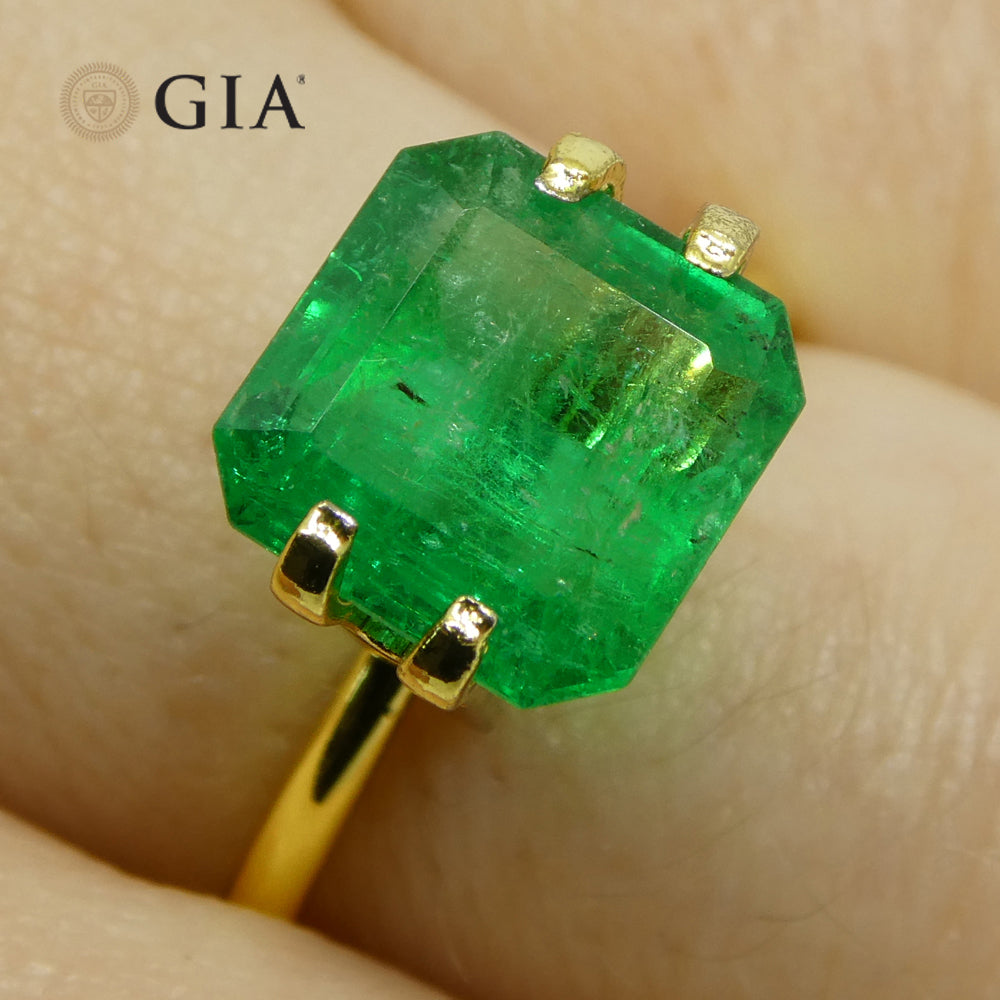 3.07ct Octagonal/Emerald Green Emerald GIA Certified Colombia - Skyjems Wholesale Gemstones