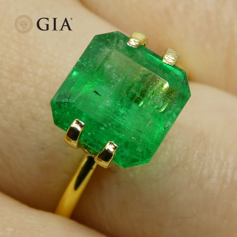3.07ct Octagonal/Emerald Green Emerald GIA Certified Colombia