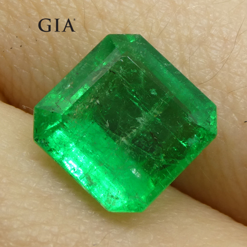 3.07ct Octagonal/Emerald Green Emerald GIA Certified Colombia - Skyjems Wholesale Gemstones