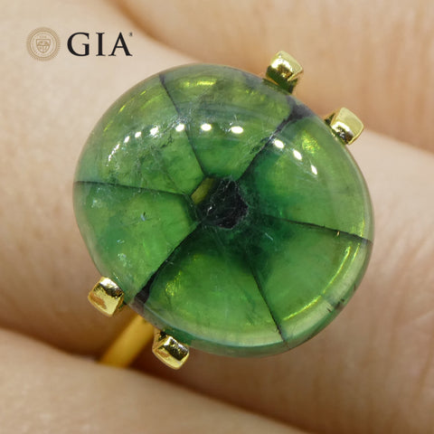 7.24ct Cushion Green and Black Trapiche Emerald GIA Certified Colombia