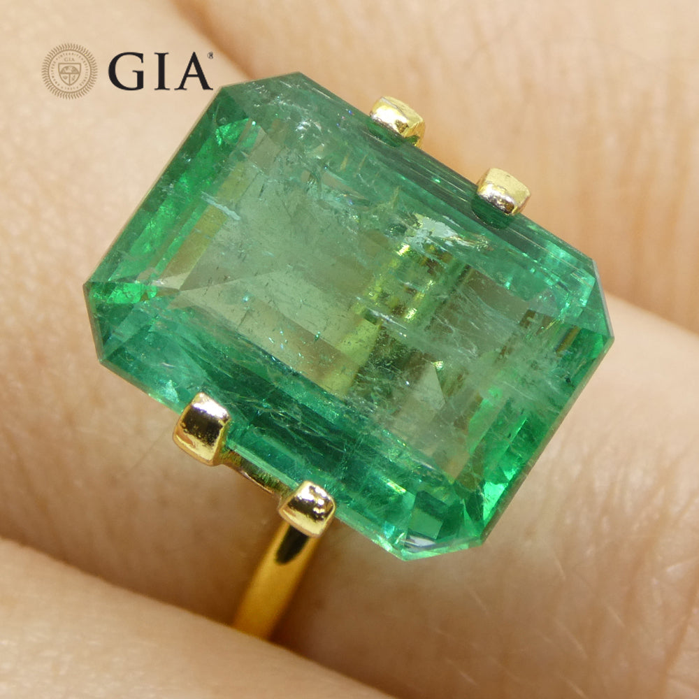 9ct Octagonal/Emerald Cut Green Emerald GIA Certified Zambia (F2) - Skyjems Wholesale Gemstones