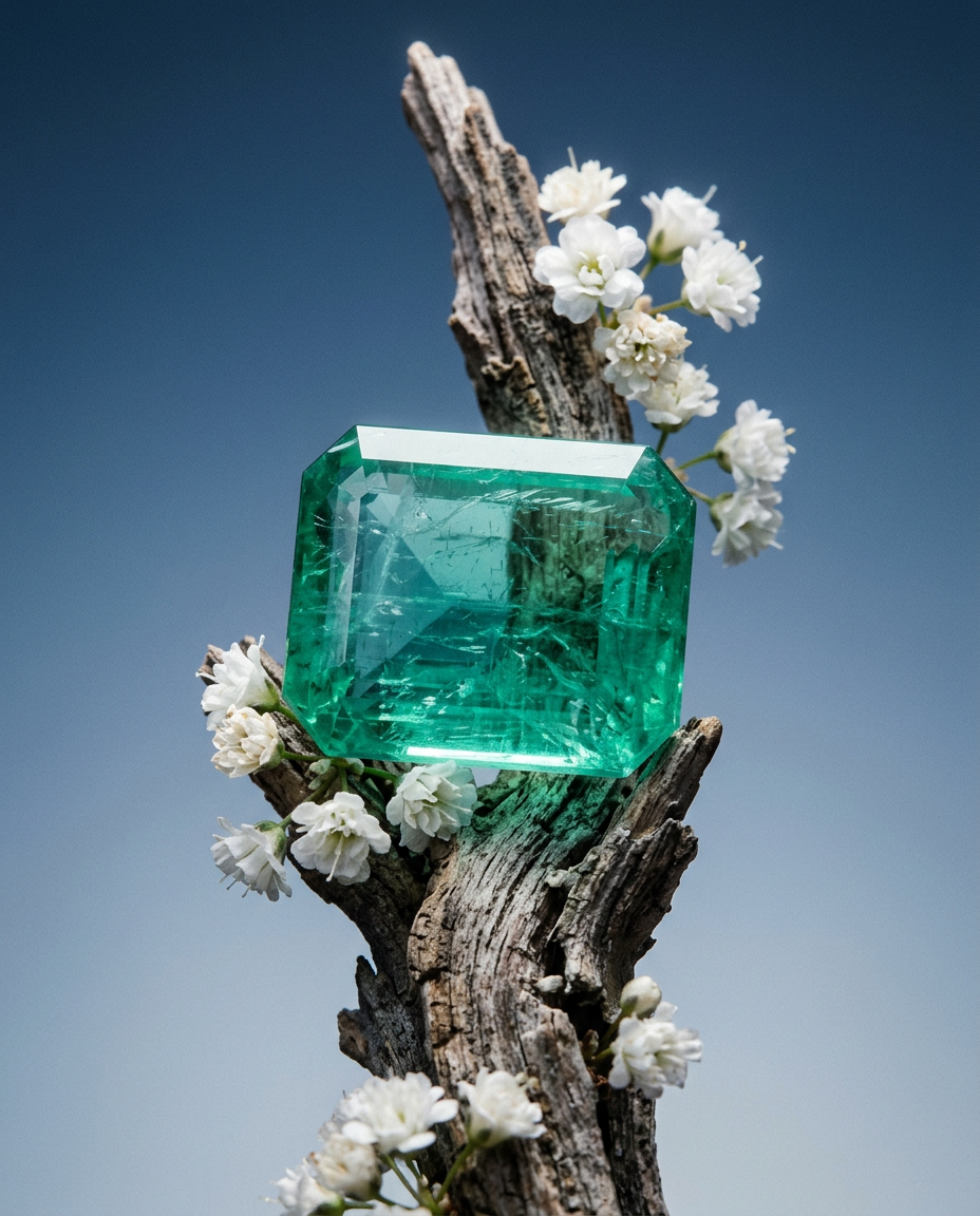 9ct Zambian emerald octagonal cut, vivid green, eye clean, GIA certified — Skyjems