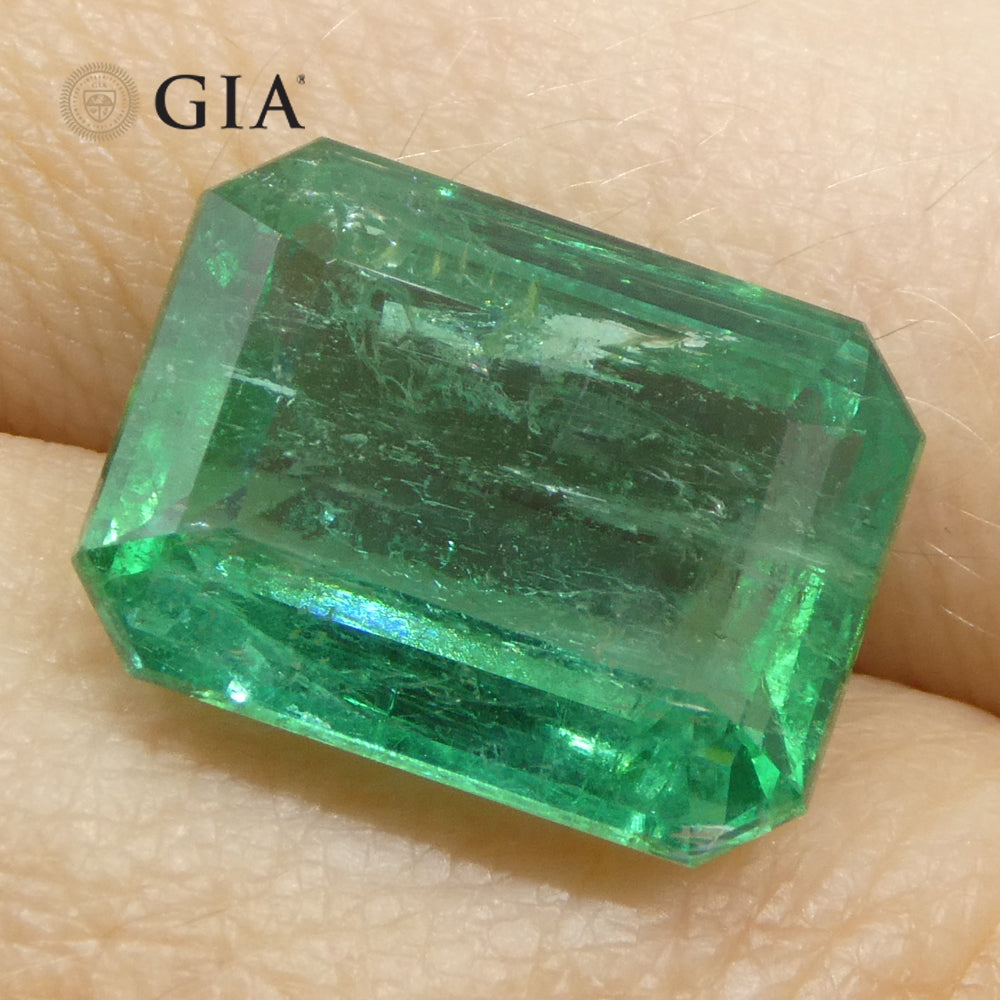 9ct Octagonal/Emerald Cut Green Emerald GIA Certified Zambia (F2) - Skyjems Wholesale Gemstones