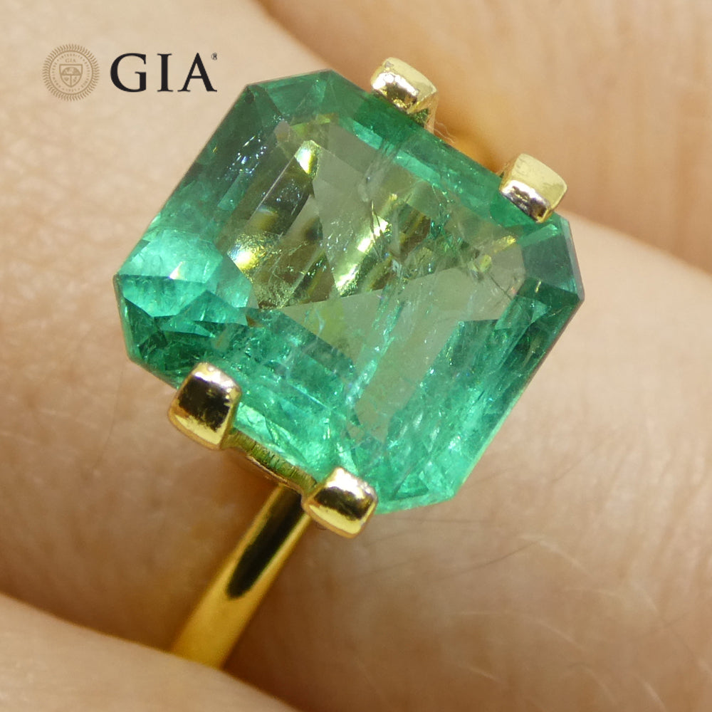 3.41ct Octagonal/Emerald Cut Green Emerald GIA Certified Zambia (F2) - Skyjems Wholesale Gemstones
