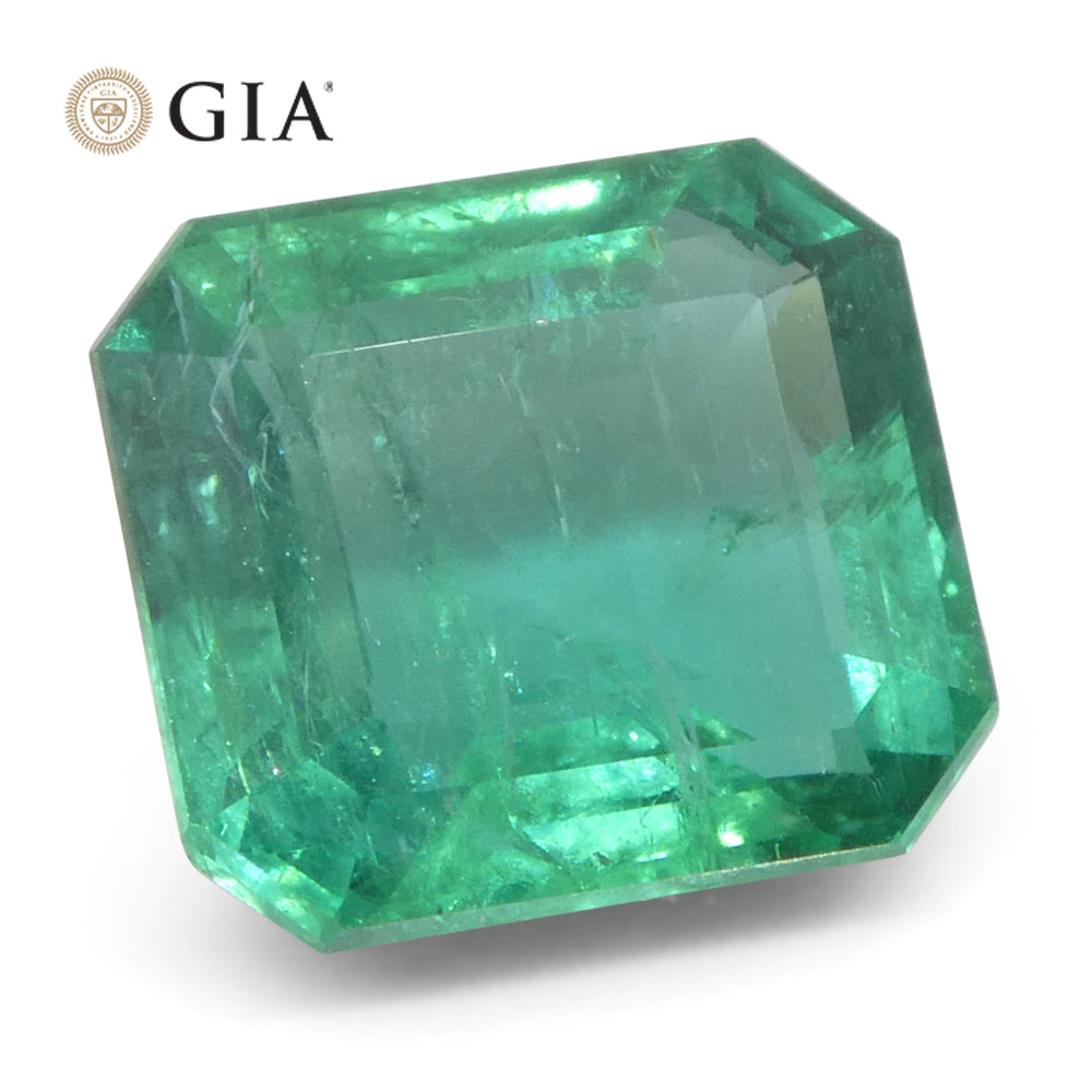 3.41ct Octagonal/Emerald Cut Green Emerald GIA Certified Zambia (F2) - Skyjems Wholesale Gemstones