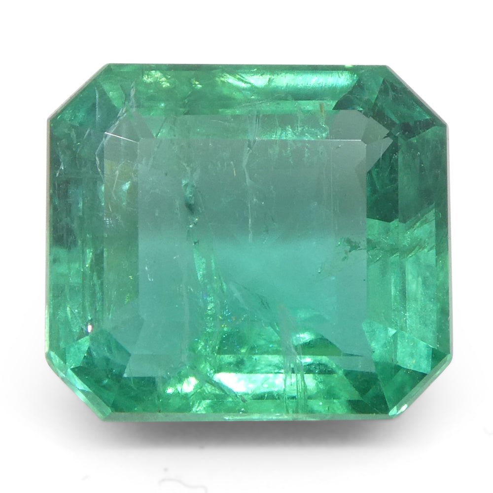 3.41ct Octagonal/Emerald Cut Green Emerald GIA Certified Zambia (F2) - Skyjems Wholesale Gemstones