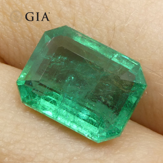 3.98ct Octagonal/Emerald Cut Green Emerald GIA Certified Zambia (F2)