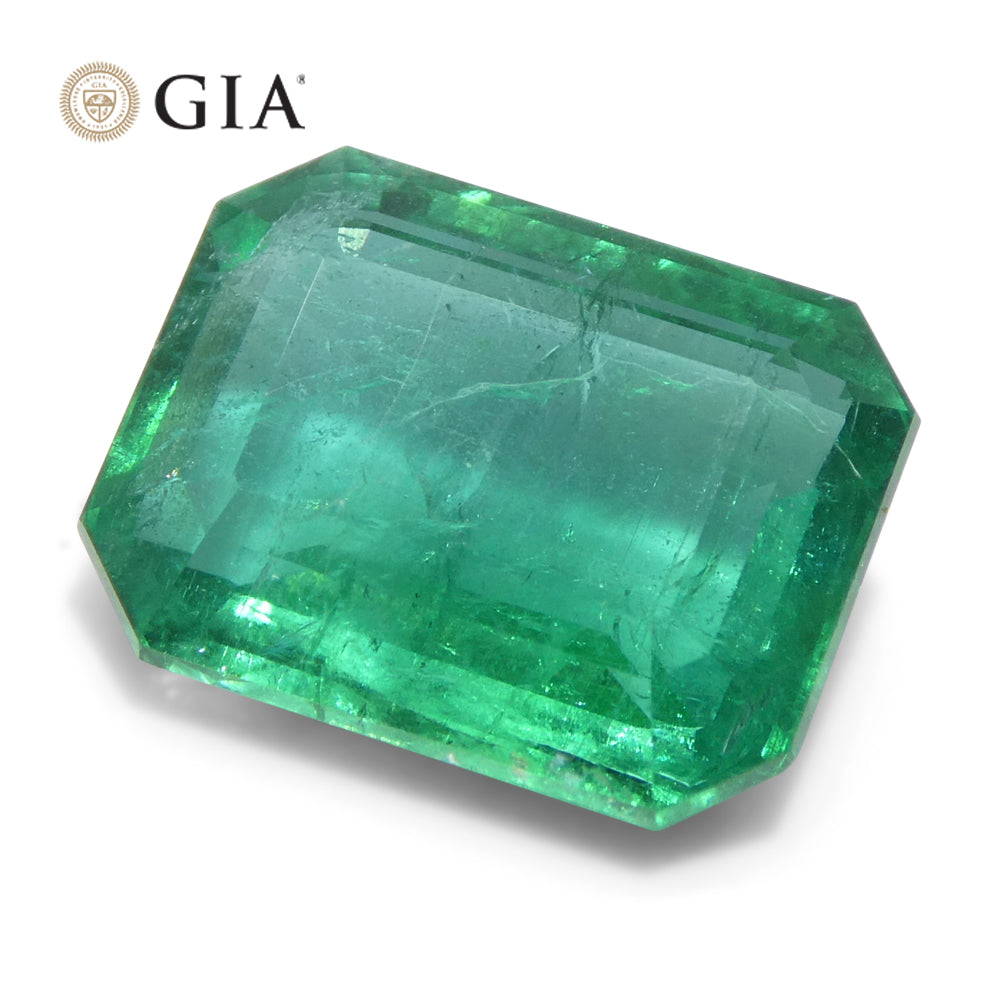 3.98ct Octagonal/Emerald Cut Green Emerald GIA Certified Zambia (F2) - Skyjems Wholesale Gemstones