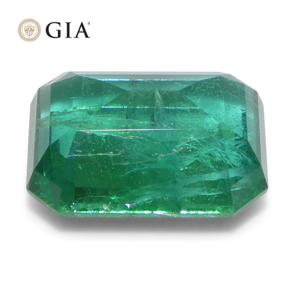 3.98ct Octagonal/Emerald Cut Green Emerald GIA Certified Zambia (F2) - Skyjems Wholesale Gemstones