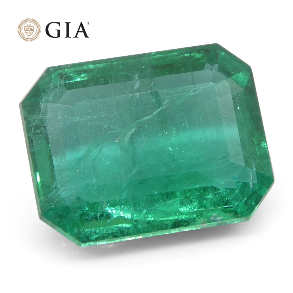 3.98ct Octagonal/Emerald Cut Green Emerald GIA Certified Zambia (F2)