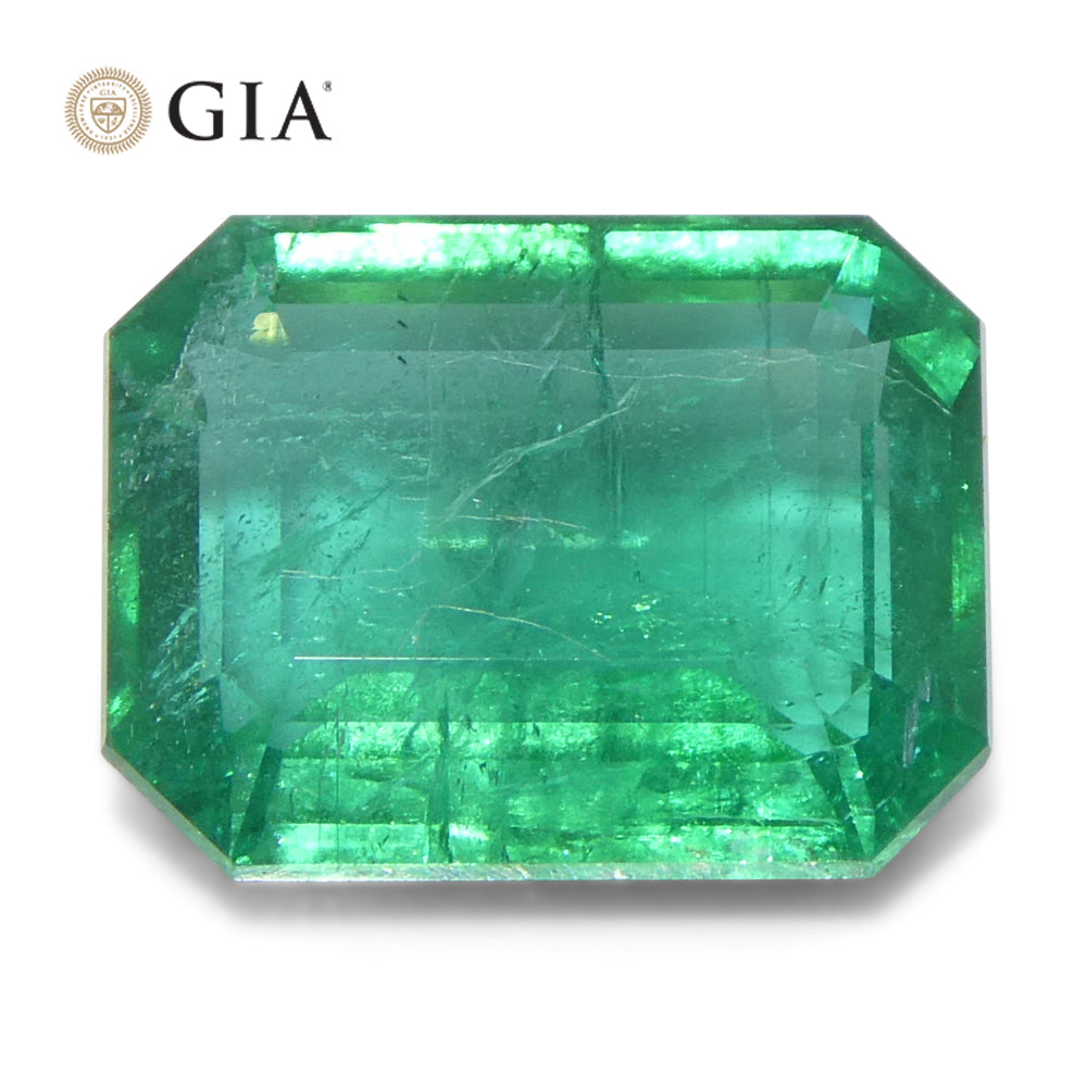 3.98ct Octagonal/Emerald Cut Green Emerald GIA Certified Zambia (F2) - Skyjems Wholesale Gemstones
