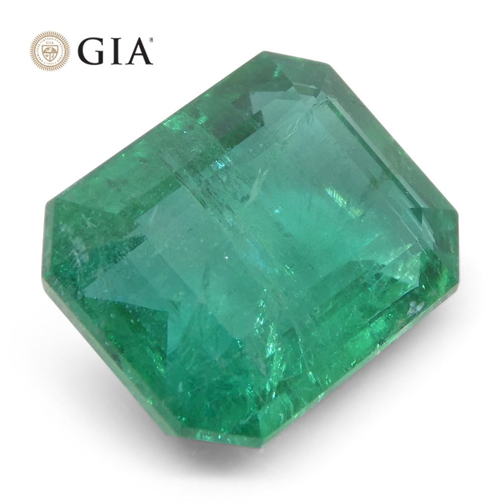 3.98ct Octagonal/Emerald Cut Green Emerald GIA Certified Zambia (F2)