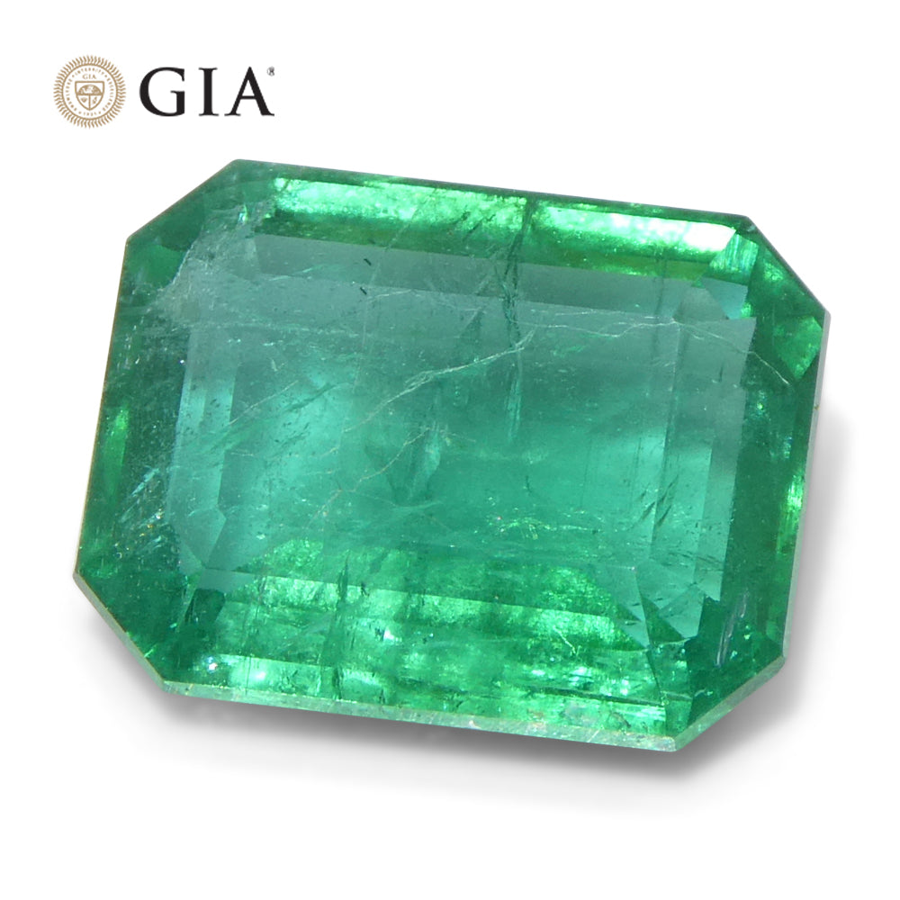 3.98ct Octagonal/Emerald Cut Green Emerald GIA Certified Zambia (F2) - Skyjems Wholesale Gemstones